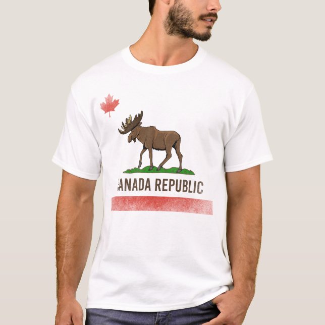 Kanadische Republik - Kanadische Flagge: Elch und  T-Shirt (Vorderseite)