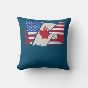 Kanadische Roots Half-Amerikanische Flagge Kanada Kissen