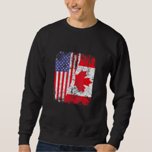Kanadische Roots Half-Amerikanische Flagge Kanada Sweatshirt