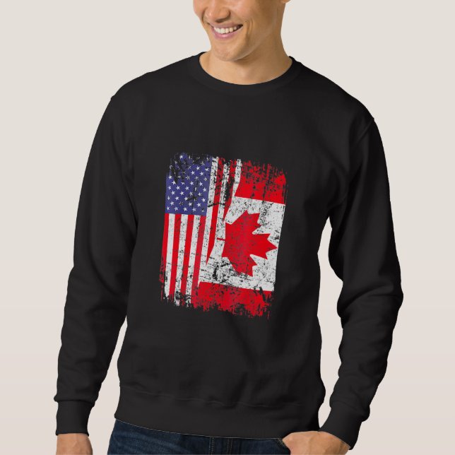 Kanadische Roots Half-Amerikanische Flagge Kanada Sweatshirt (Vorderseite)