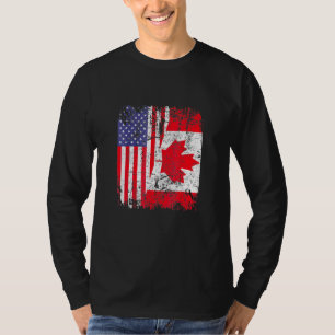 Kanadische Roots Half-Amerikanische Flagge Kanada T-Shirt