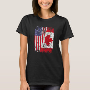 Kanadische Roots Half-Amerikanische Flagge Kanada T-Shirt