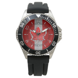 Kanadische Rotahorn-Blatt-Kohlenstoff-Faser-Retro Armbanduhr