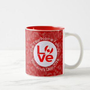 Kanadische rote LOVE-Flagge personalisiert Zweifarbige Tasse