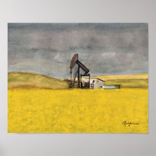 KANADISCHE SZENEN: ALBERTA-GRASLAND-AQUARELL POSTER