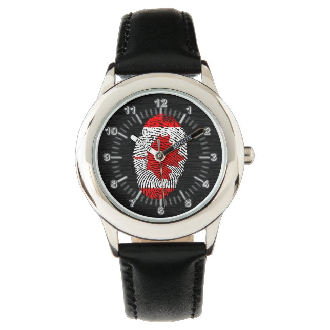 Kanadische Touch-Fingerabdruckflagge Armbanduhr (Vorderseite)