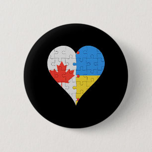 Kanadische ukrainische Flagge Herz Kanada Ukraine  Button
