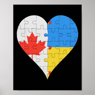 Kanadische ukrainische Flagge Herz Kanada Ukraine Poster