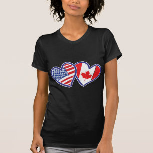 Kanadische und amerikanische Flaggenhörer T-Shirt
