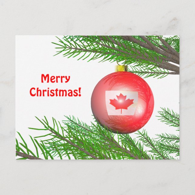 Kanadische Weihnachtsbaumdekoration Feiertagspostkarte (Vorderseite)