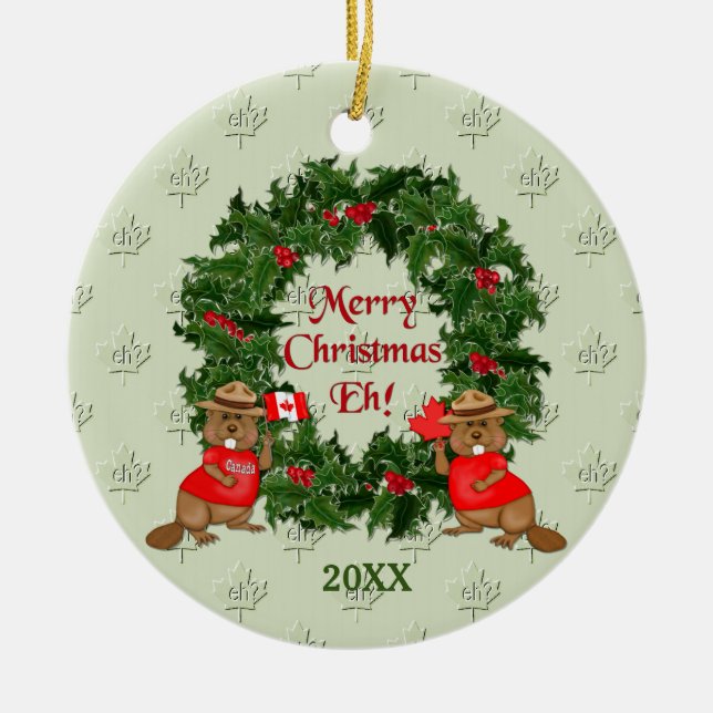 Kanadische Weihnachtsdekoration Keramik Keramik Ornament (Vorne)
