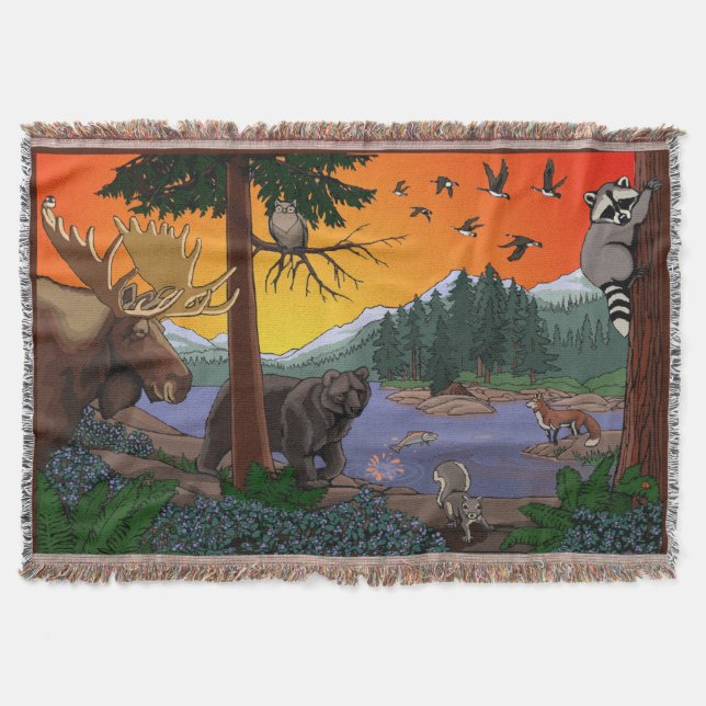 Kanadische Wildlife Kid's Art Throw Blankets Decke (Vorderseite)