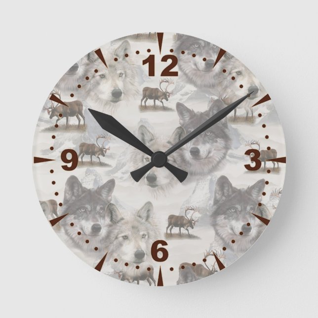 Kanadische Wildtiere Runde Wanduhr (Vorderseite)
