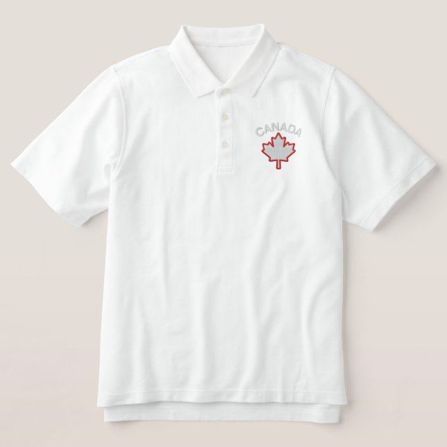 Kanadischer Ahornleaf bestickter Polo (Design Vorderseite)