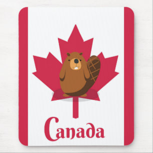 Kanadischer Biber Cartoon-Reiseplakat Mousepad
