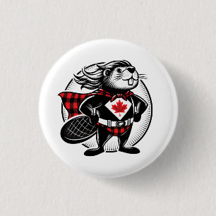 Kanadischer Biber Holzfäller Buffalo Kariert Button