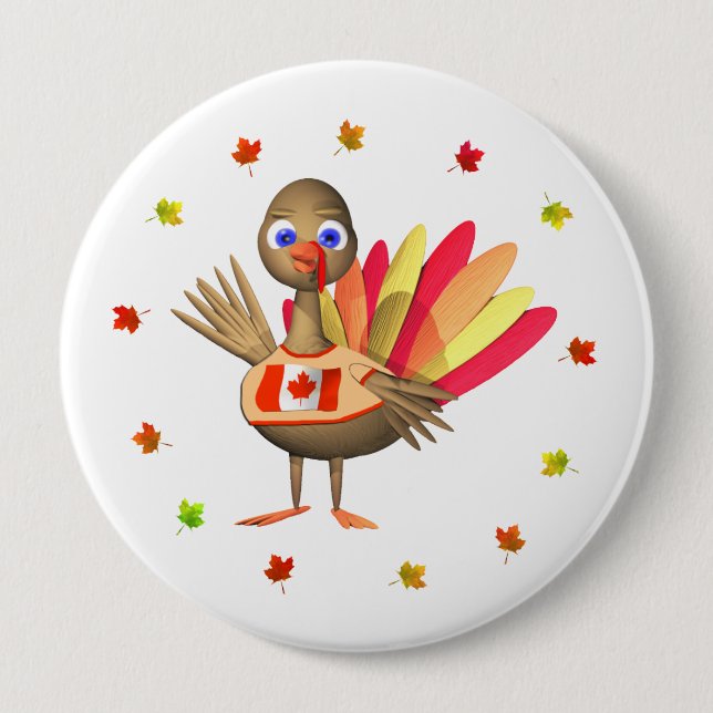Kanadischer Erntedank Baby Türkei Button (Vorderseite)