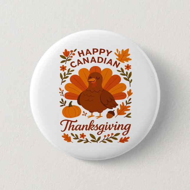 Kanadischer Erntedank Herbstfeier Klassik T Button (Vorderseite)