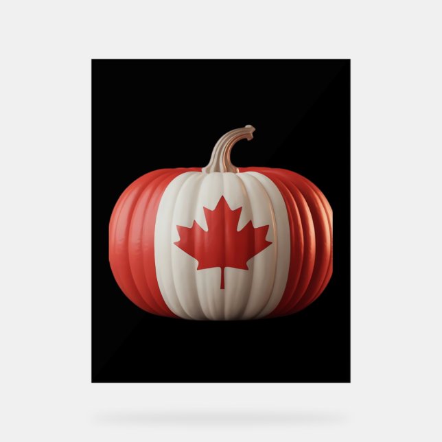 Kanadischer Erntedank Pumpkin Maple Leaf über Acrylschild (Vorderseite)