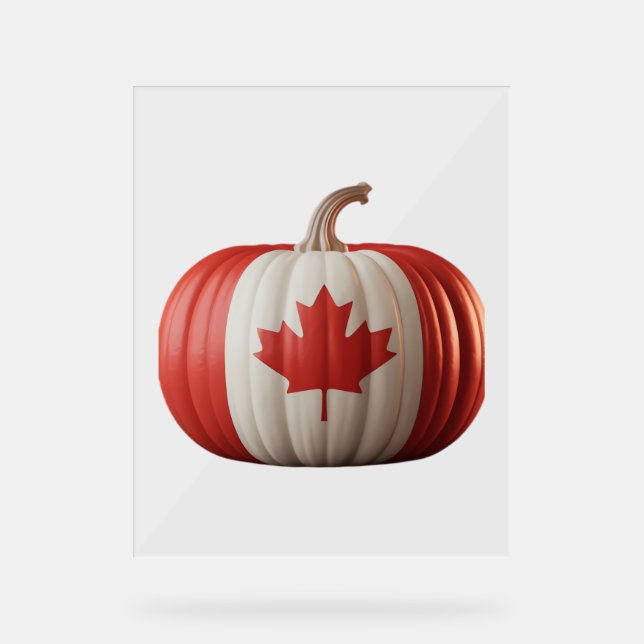 Kanadischer Erntedank Pumpkin Maple Leaf über Acrylschild (Vorderseite)