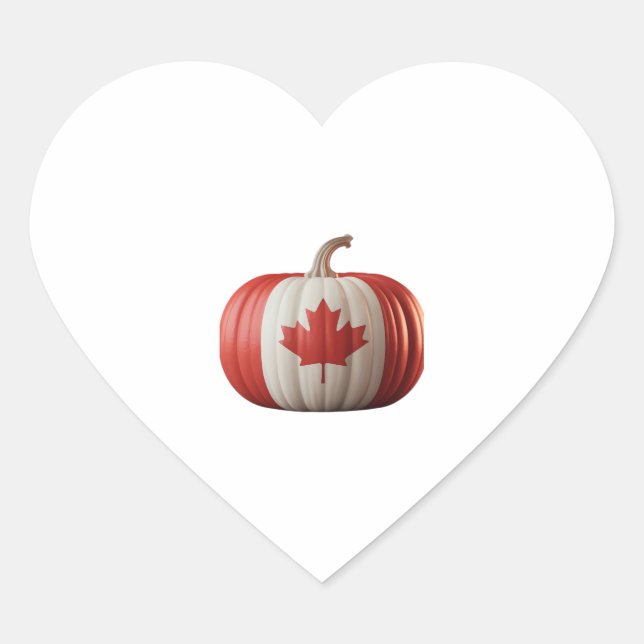 Kanadischer Erntedank Pumpkin Maple Leaf über Herz-Aufkleber (Vorderseite)