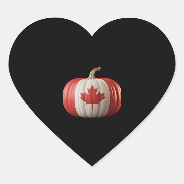 Kanadischer Erntedank Pumpkin Maple Leaf über Herz-Aufkleber (Vorderseite)