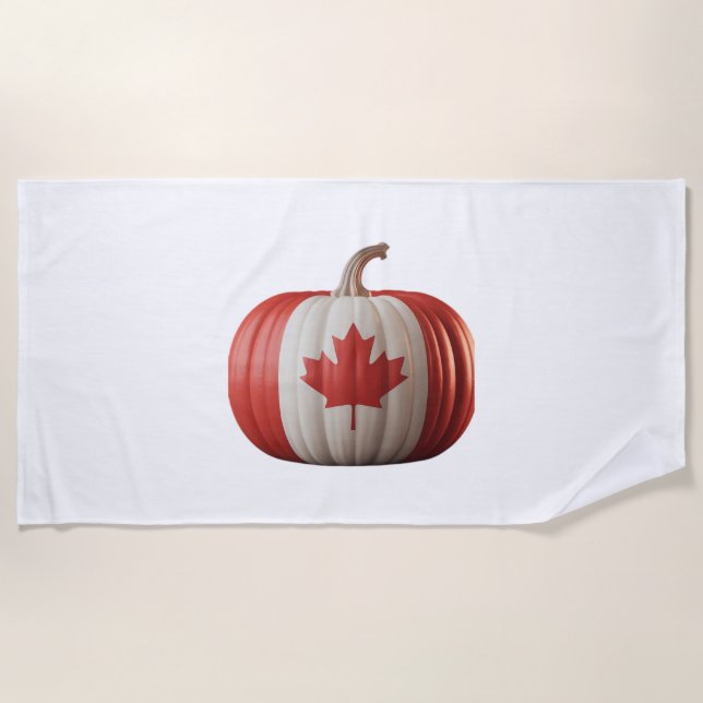 Kanadischer Erntedank Pumpkin Maple Leaf über Strandtuch (Vorderseite)