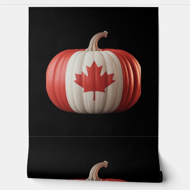 Kanadischer Erntedank Pumpkin Maple Leaf über Tapete (Abrollen)