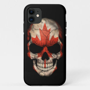Kanadischer Flaggen-Schädel auf Schwarzem Case-Mate iPhone Hülle