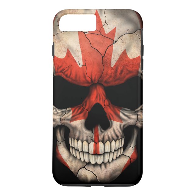 Kanadischer Flaggen-Schädel auf Schwarzem Case-Mate iPhone Hülle (Rückseite)