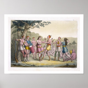 Kanadischer Indianertanz im Abend (Farbengra) Poster