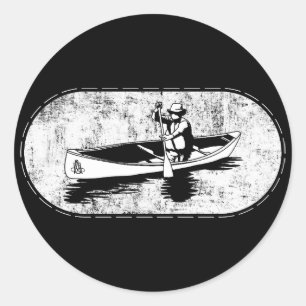 Kanadischer Kanu-Paddel-Kanute Vintage Runder Aufkleber