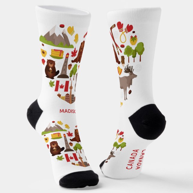 Kanadischer Liebe individuelle Name Socken (Gewinkelt)
