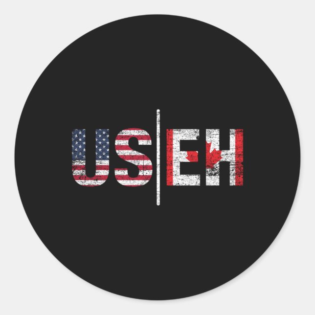 Kanadischer Pride American USA Flag Useh Kanada Runder Aufkleber (Vorderseite)