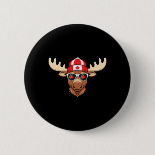 Kanadischer Tag Fahne Ahornleaf Elche Button