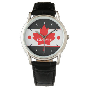Kanadisches Ahornblatt (Dein Name) Armbanduhr