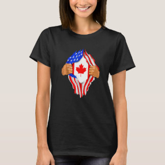 Kanadisches Blut in mir USA-Flagge Kanada T-Shirt
