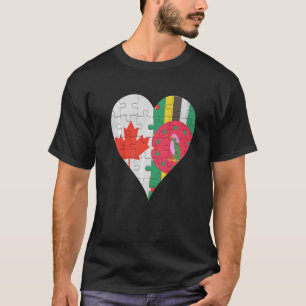 Kanadisches Dominikanisches Flaggenherz 1 T-Shirt