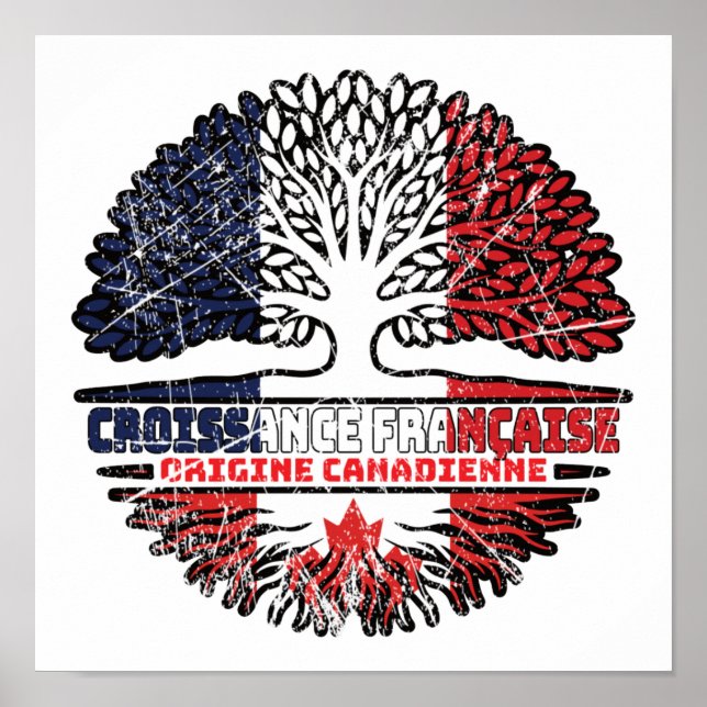 Kanadisches Flag Frankreich Tree Roots Poster (Vorne)