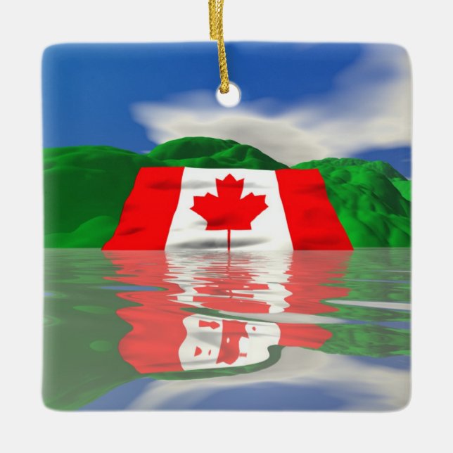 kanadisches Flaggenland Keramikornament (Vorderseite)
