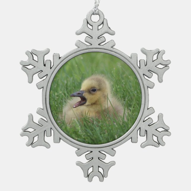 Kanadisches Gans-Küken Schneeflocken Zinn-Ornament (Vorderseite)