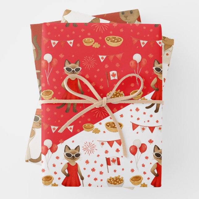 Kanadisches Golf Gegerät für Katzen-Liebhaber Geschenkpapier Set (Beispiel)