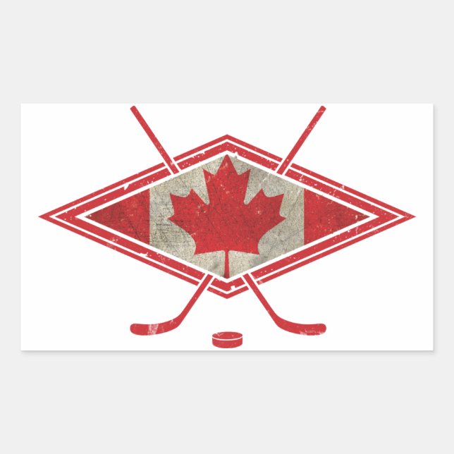 Kanadisches Hockey-Flag-Logo Rechteckiger Aufkleber (Vorderseite)