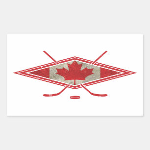 Kanadisches Hockey-Flaggen-Logo Rechteckiger Aufkleber
