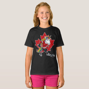 Kanadisches Hockey-Spieler-Einhorn Canda T-Shirt