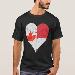 kanadisches indonesisches Flaggenherz T-Shirt