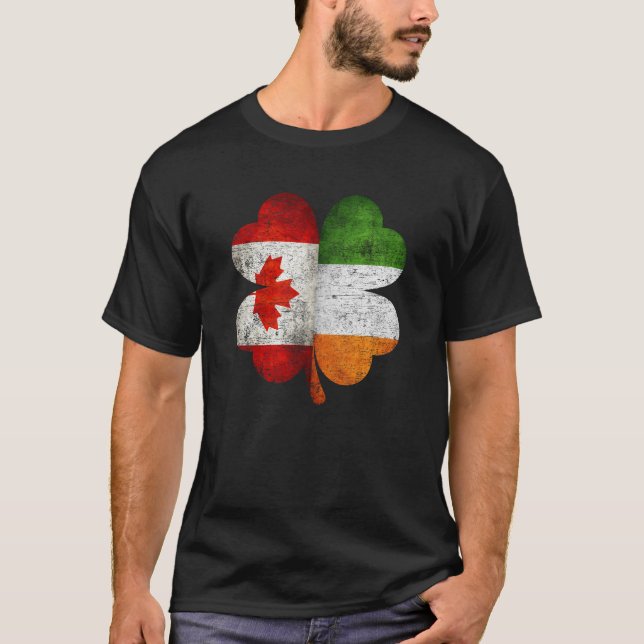 Kanadisches irisches Kleeblatt Kanadische Flagge T-Shirt (Vorderseite)