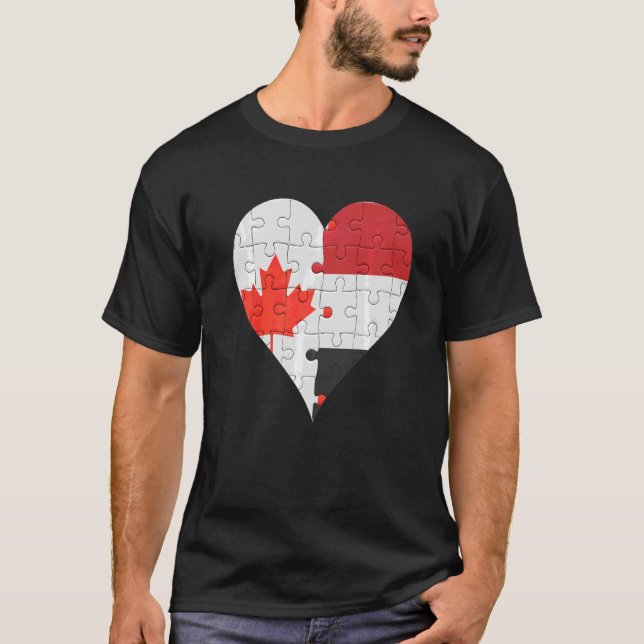 kanadisches jemenitisches Flaggenherz T-Shirt (Vorderseite)