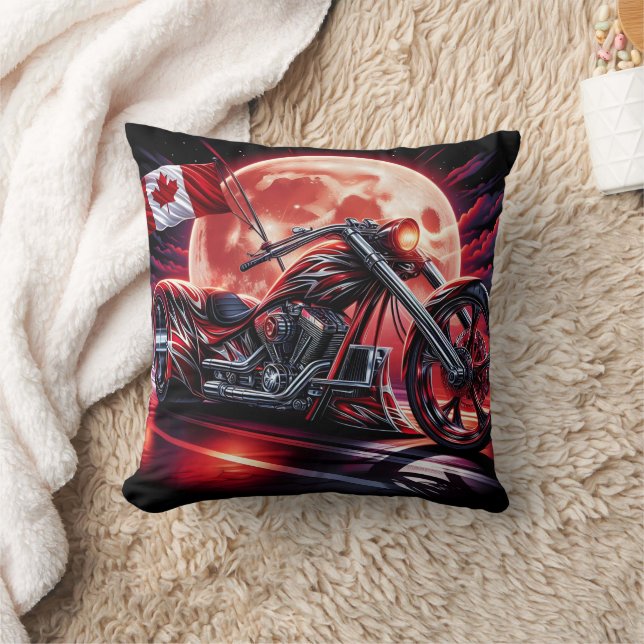Kanadisches Motorrad unter glühender Mondschein Kissen (Decke)