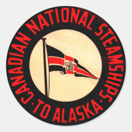 Kanadisches Nationales Steamschiff nach Alaska Runder Aufkleber